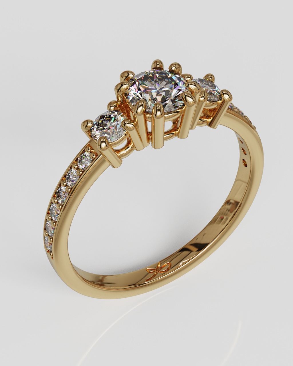 Anillo Tresillo infinity oro rosa 18K