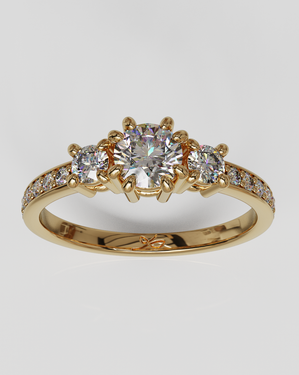 Anillo Tresillo infinity oro rosa 18K