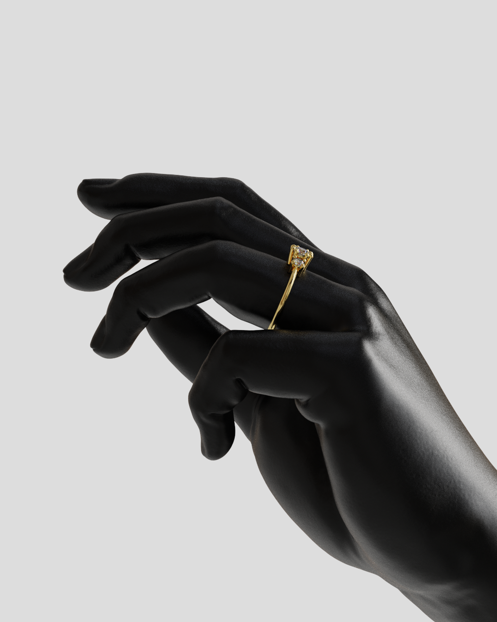 Anillo Tresillo oro amarillo 18K