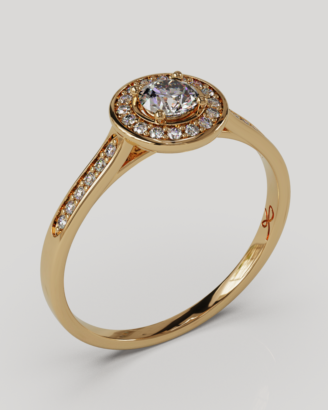 Anillo Halo Destiny oro rosa 18K