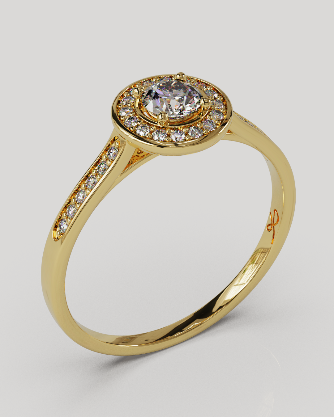 Anillo Halo Destiny oro amarillo 18K