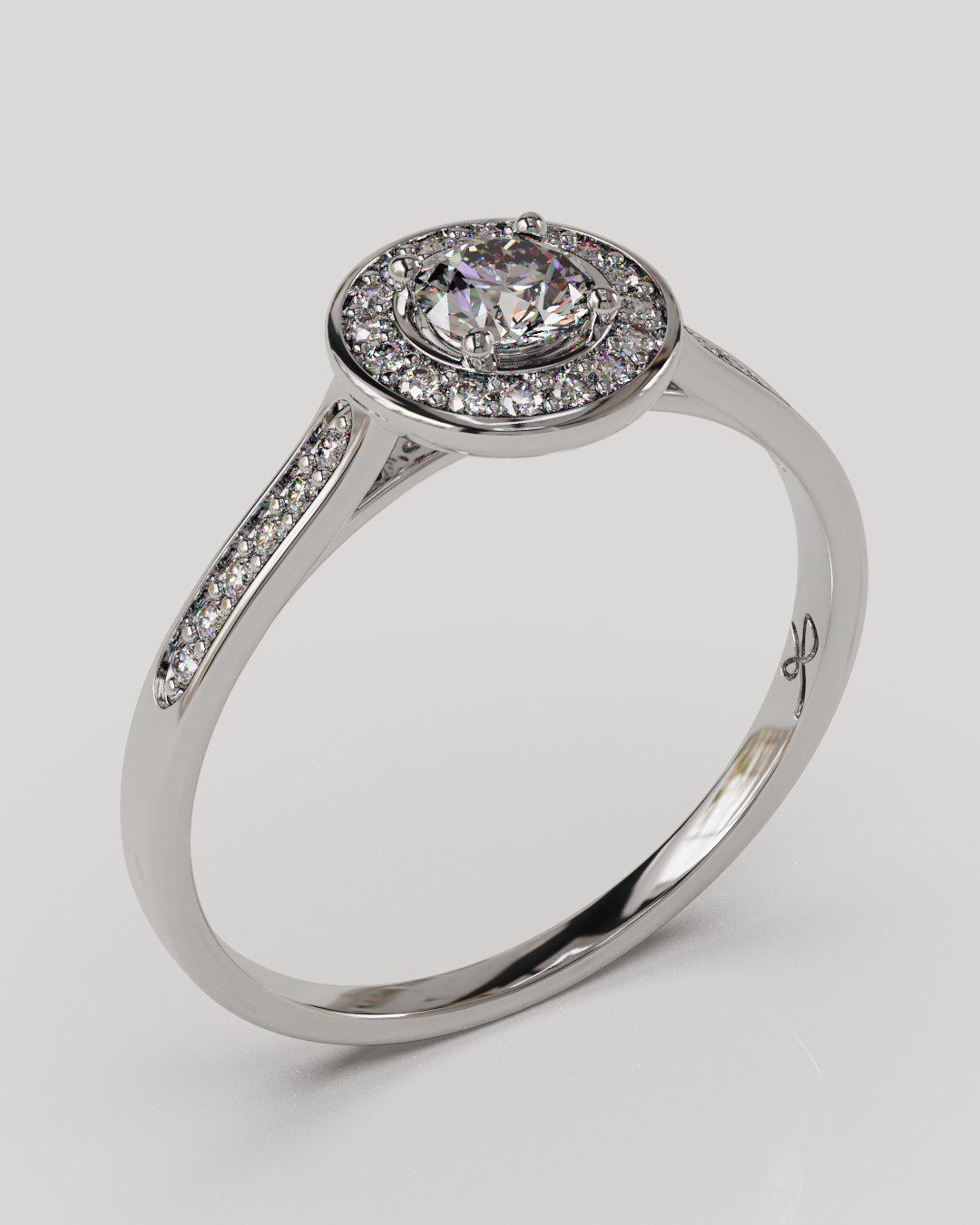 Anillo Halo Destiny oro blanco 18K