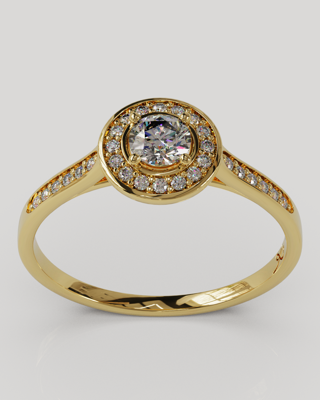 Anillo Halo Destiny oro amarillo 18K