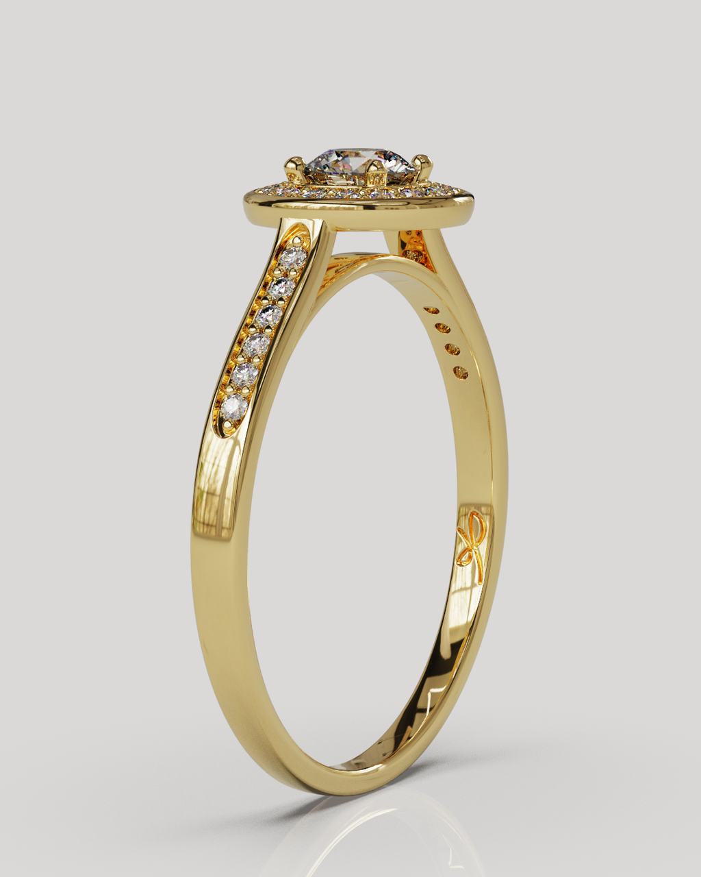Anillo Halo Destiny oro amarillo 18K