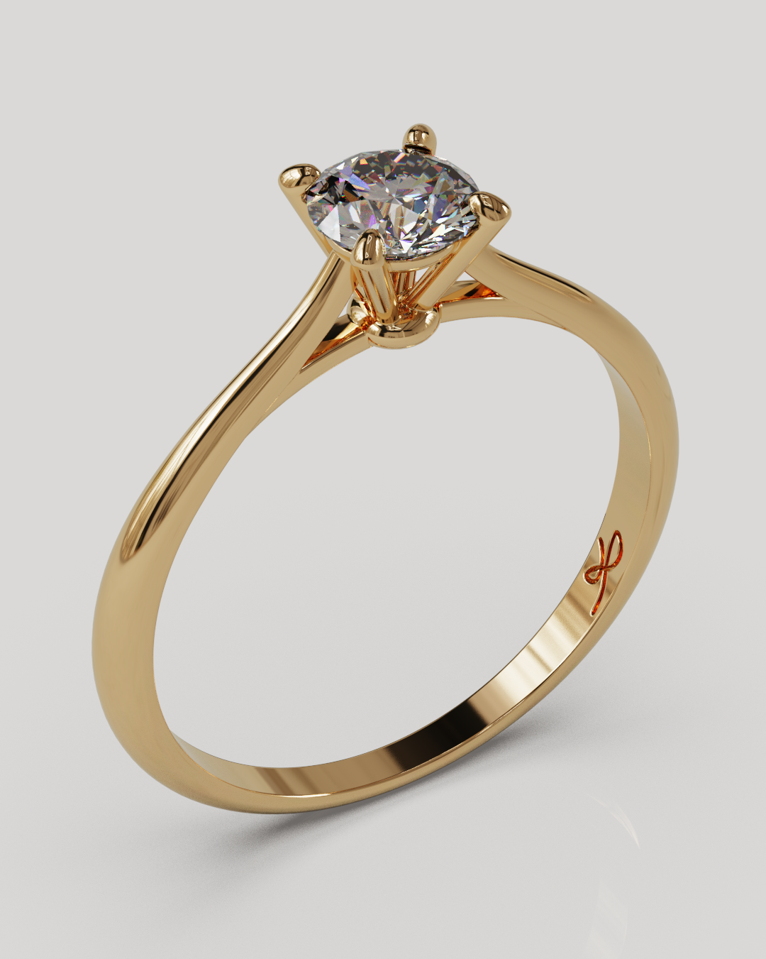Anillo solitario Baggy oro rosa 18K