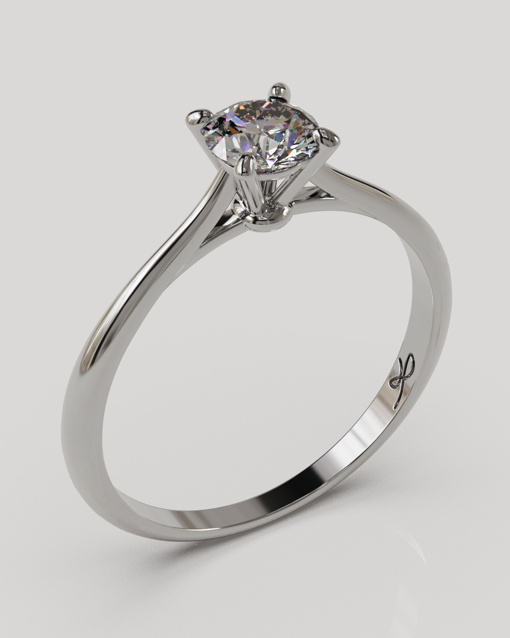 Anillo solitario Baggy oro blanco 18K