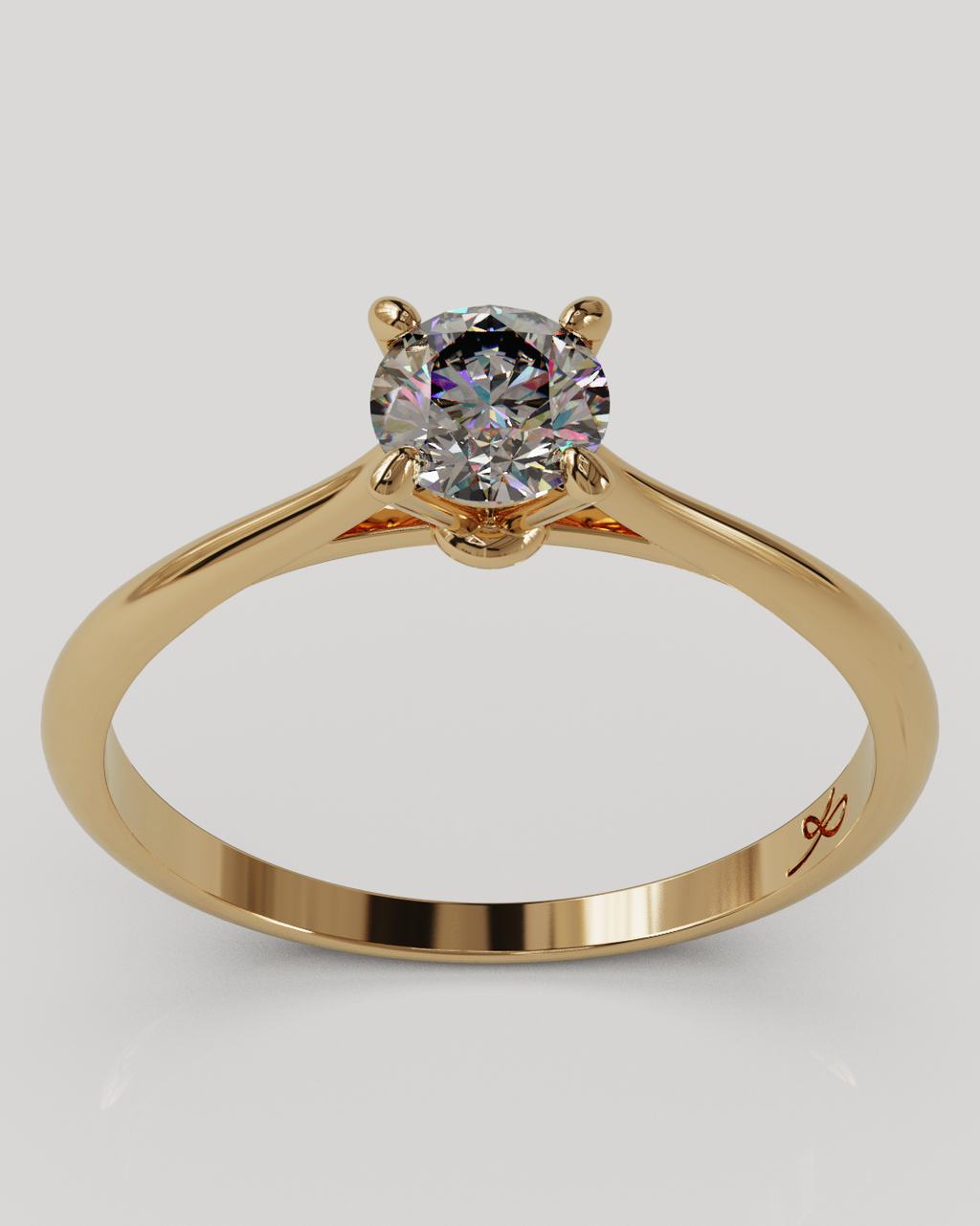 Anillo solitario Baggy oro rosa 18K