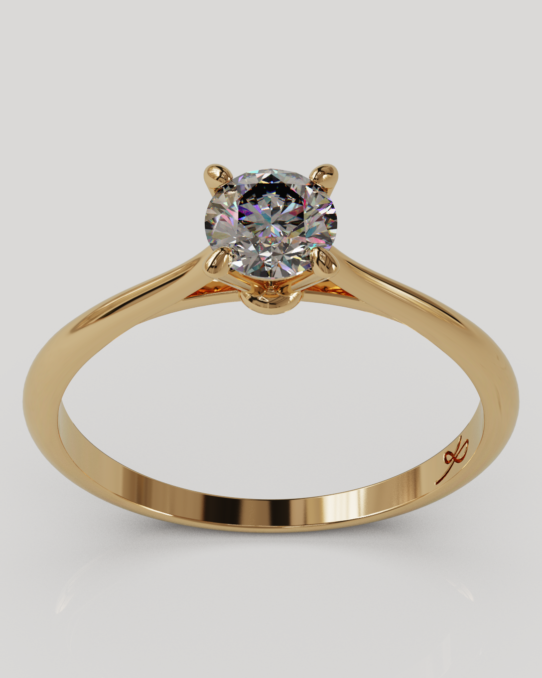 Anillo solitario Baggy oro rosa 18K