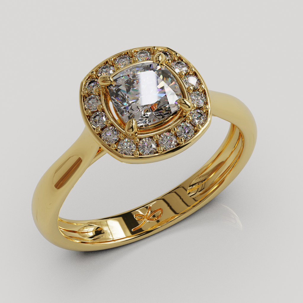 Anillo Halo Imperio oro amarillo 18K