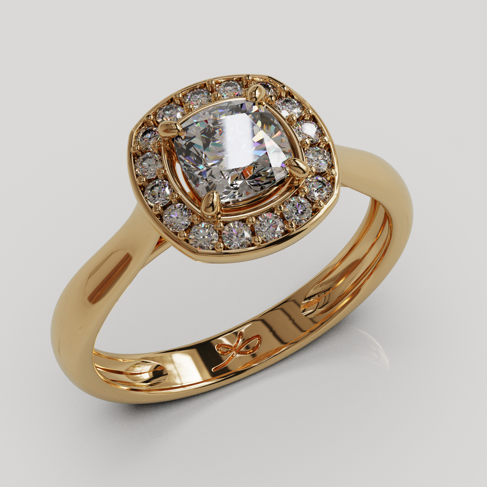 Anillo Halo Imperio oro rosado 18K