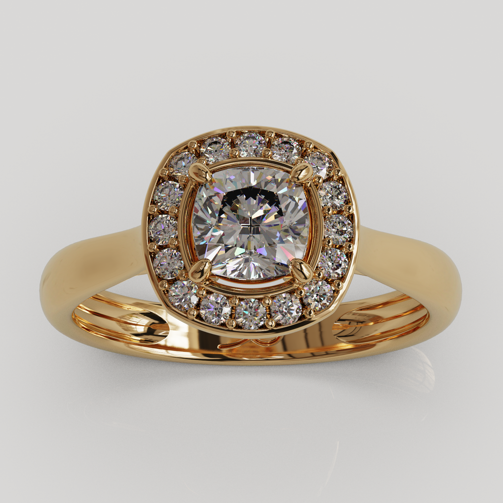 Anillo Halo Imperio oro rosado 18K