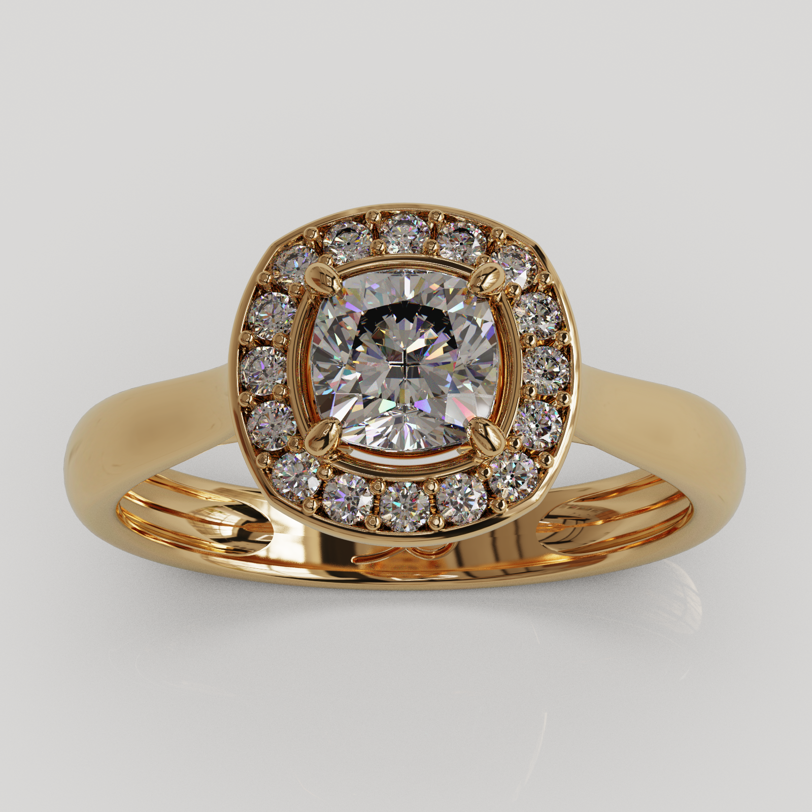 Anillo Halo Imperio oro rosado 18K