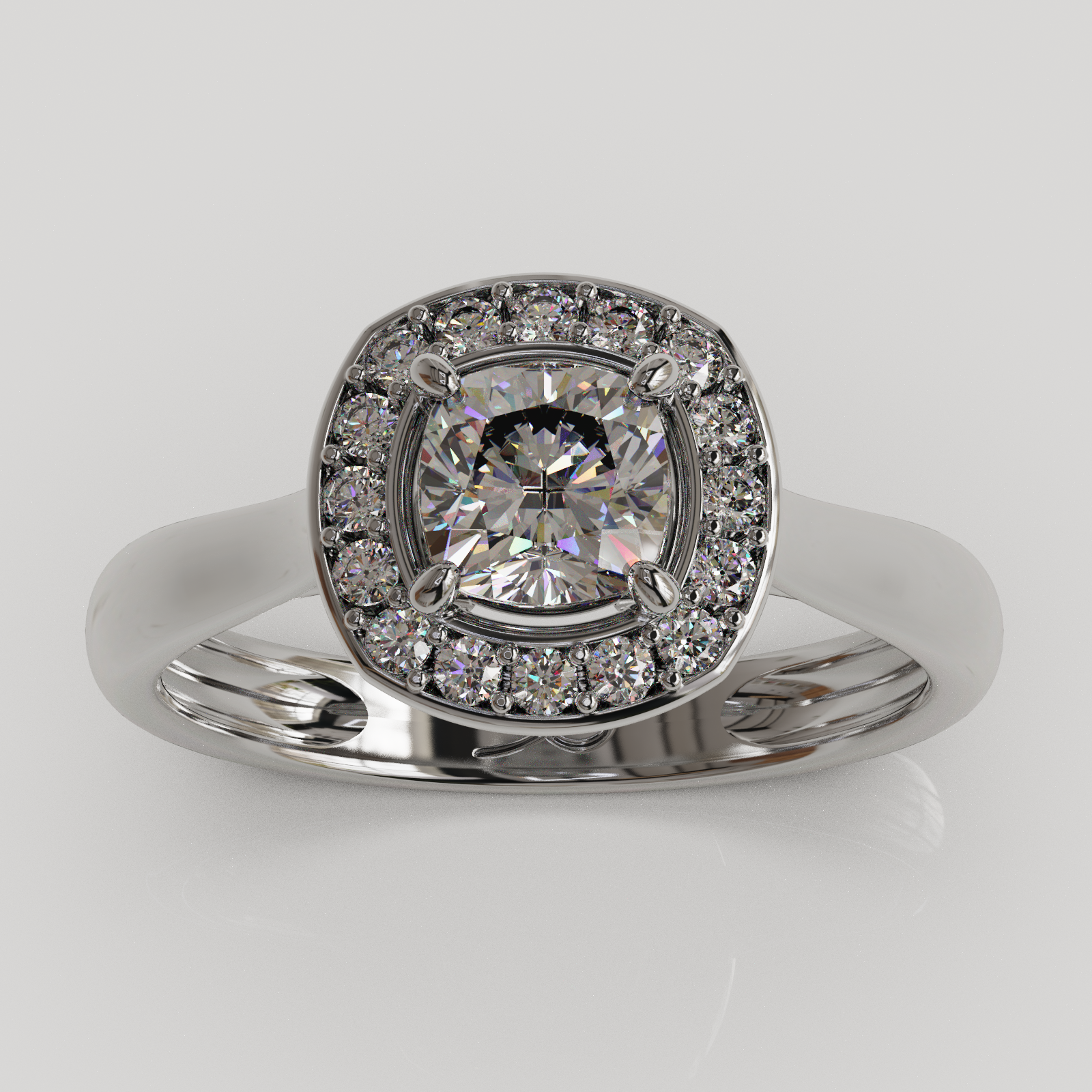 Anillo Halo Imperio oro blanco 18K