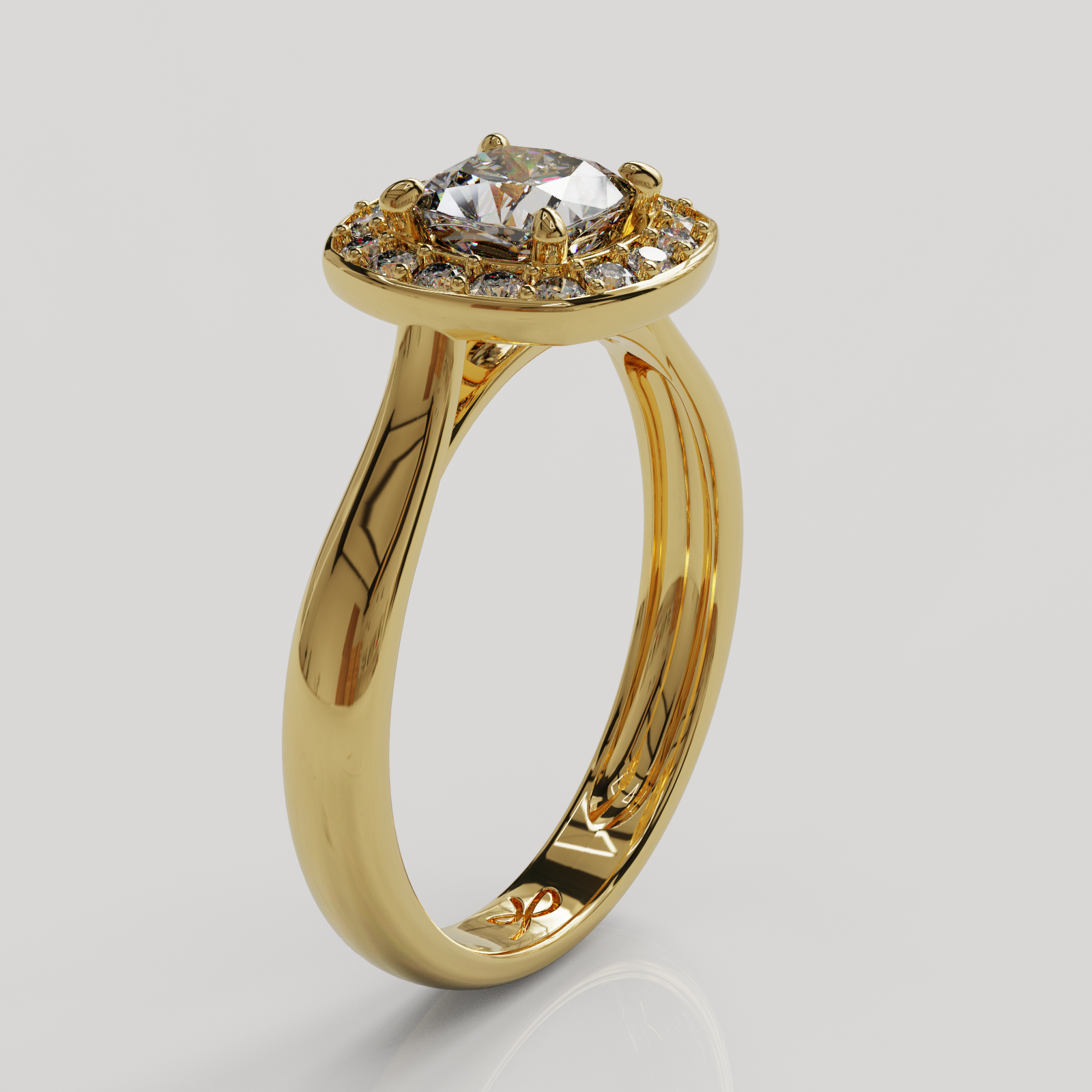 Anillo Halo Imperio oro amarillo 18K