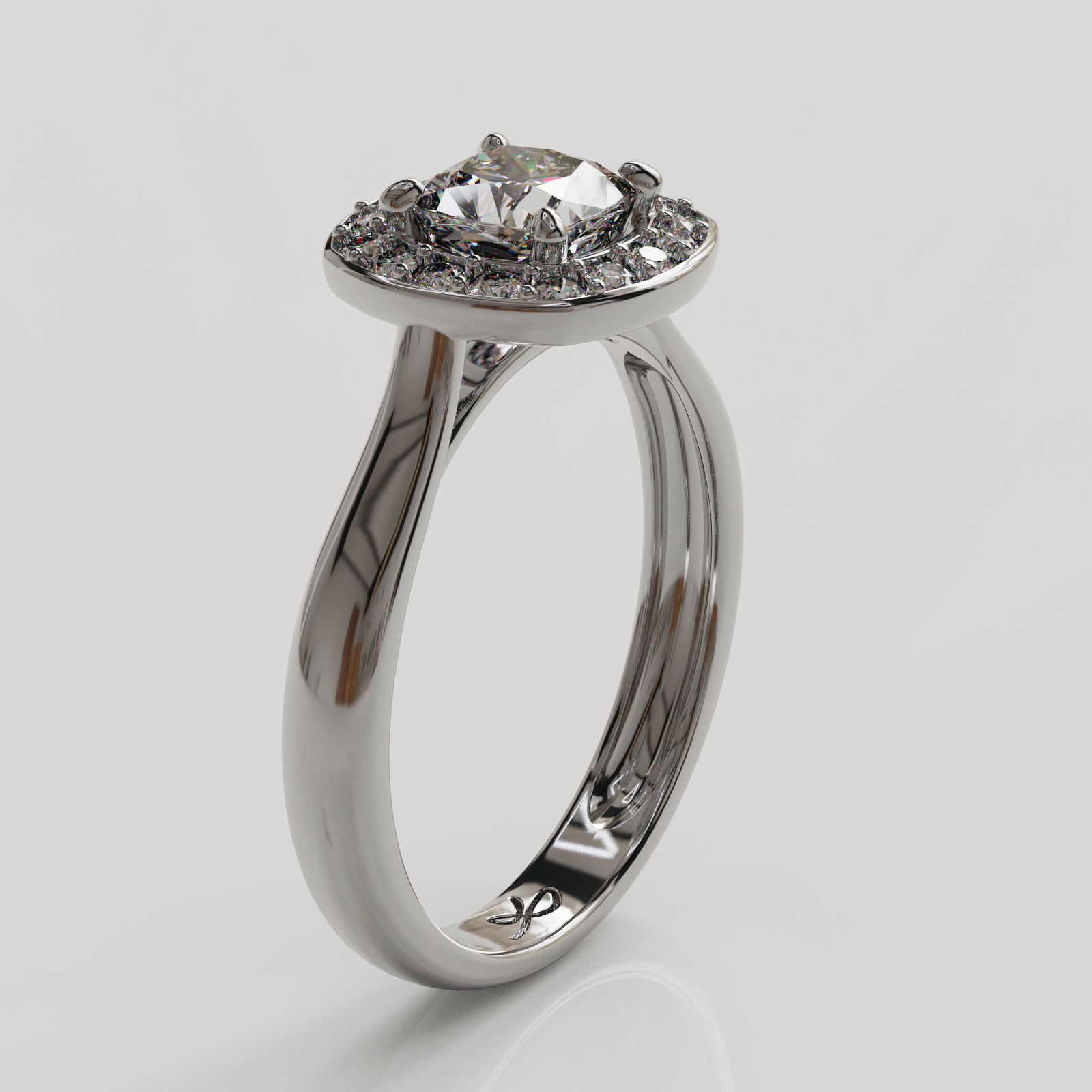 Anillo Halo Imperio oro blanco 18K