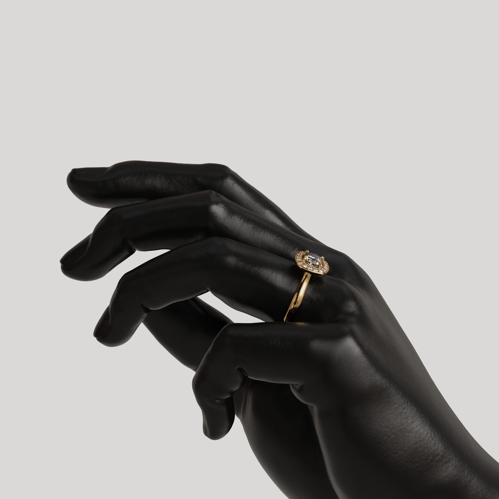 Anillo Halo Imperio oro rosado 18K