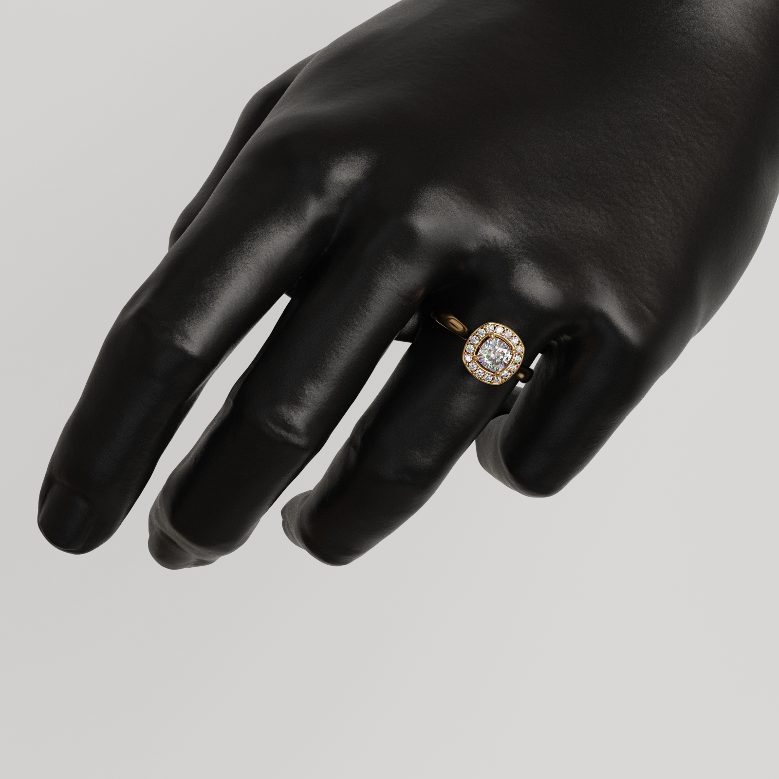 Anillo Halo Imperio oro rosado 18K