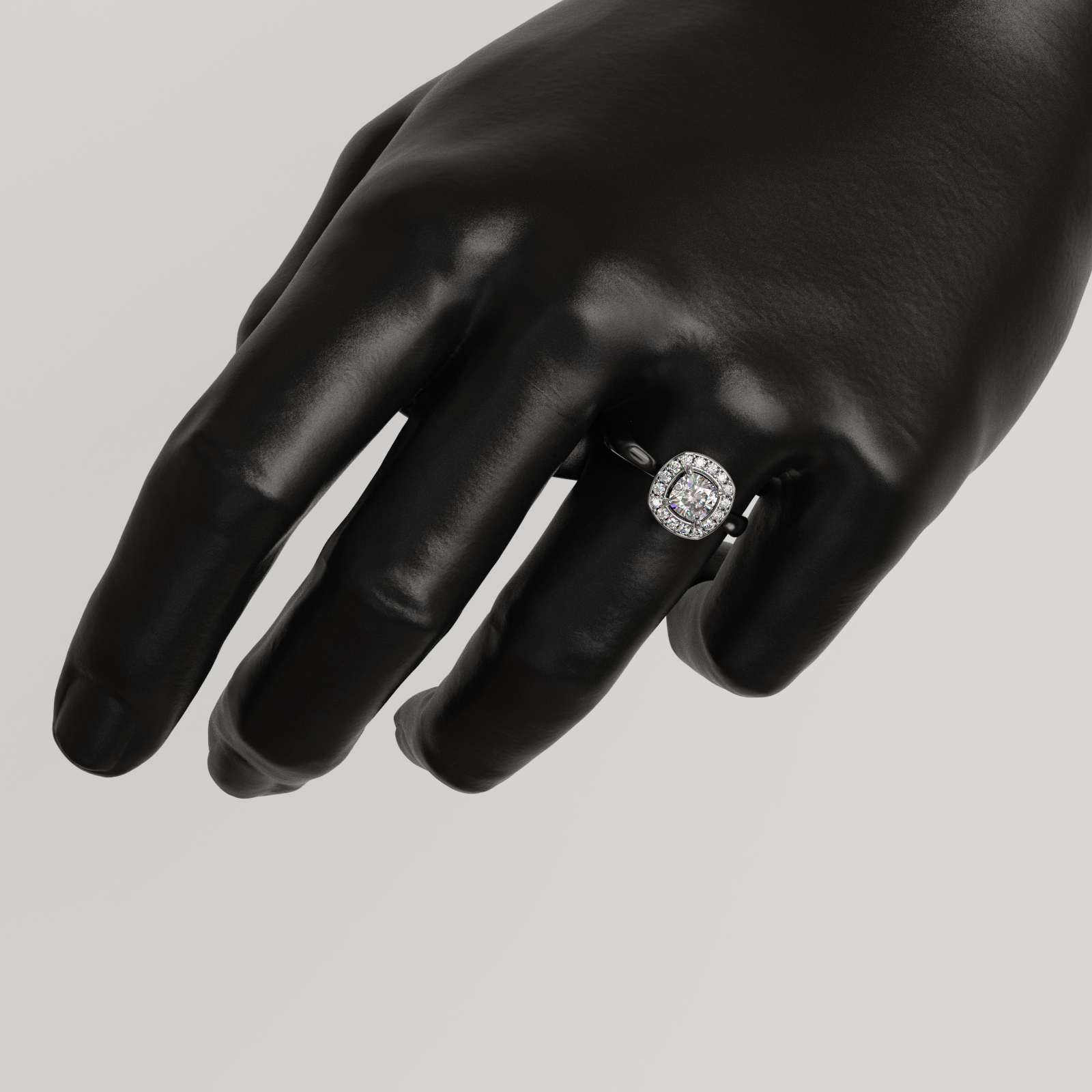 Anillo Halo Imperio oro blanco 18K