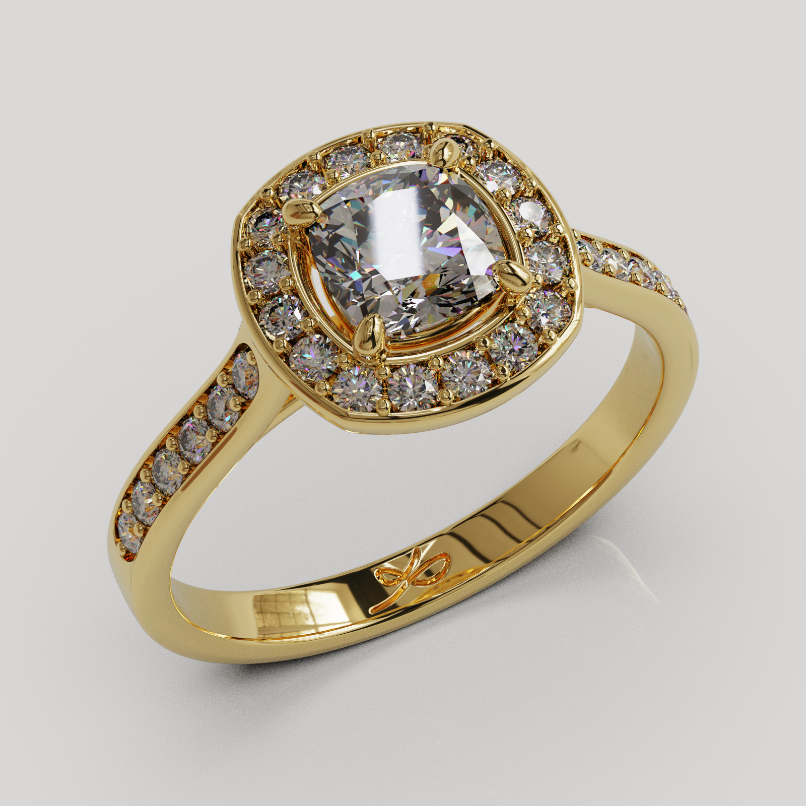 Anillo Halo Eterna oro amarillo 18K