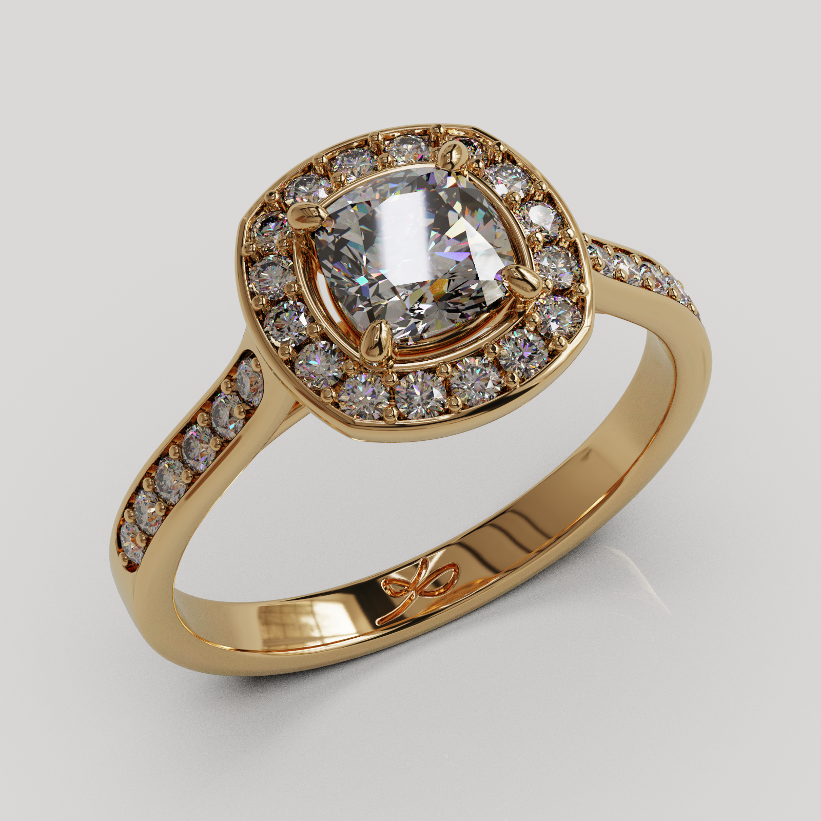 Anillo Halo Eterna oro rosado 18K
