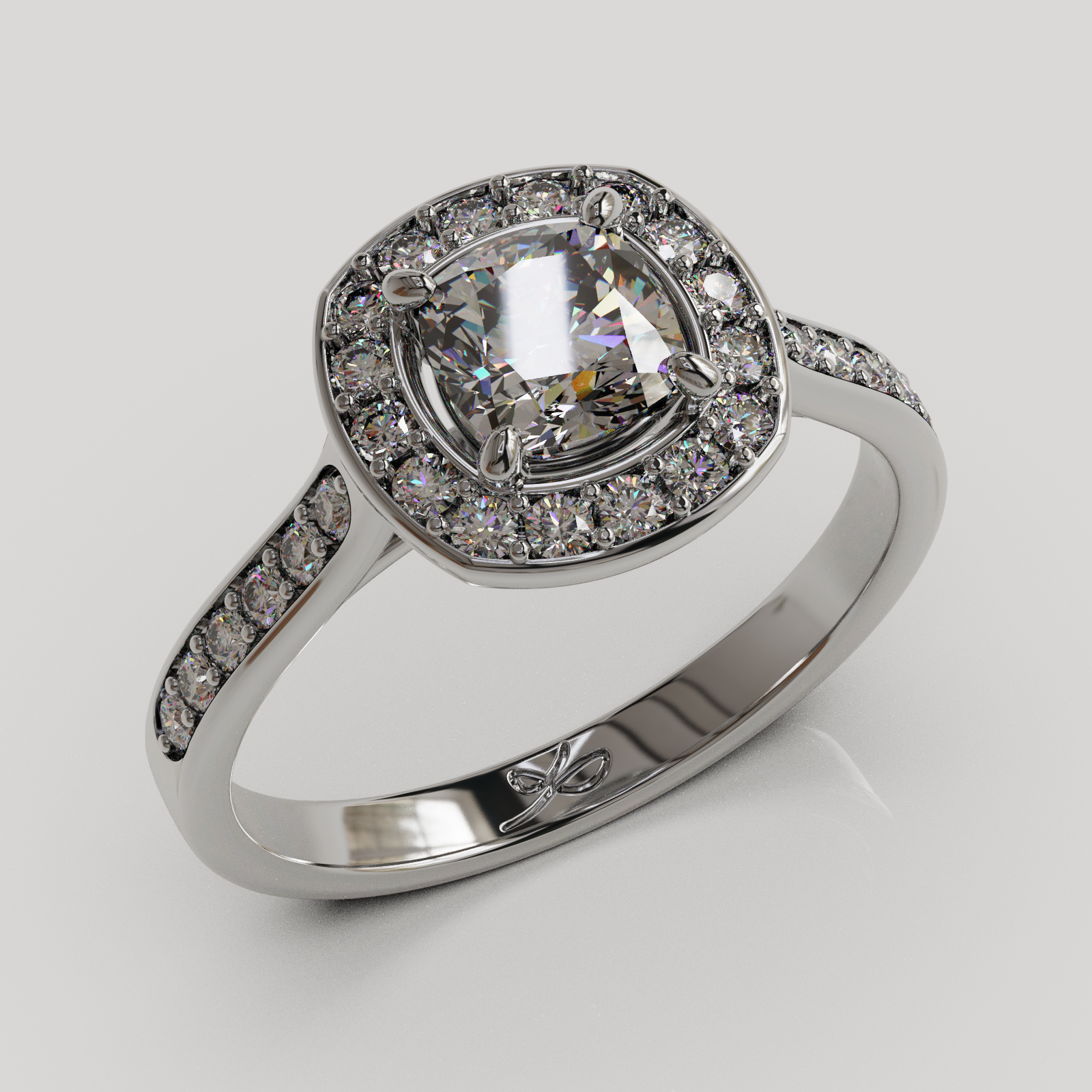 Anillo Halo Eterna oro blanco 18K