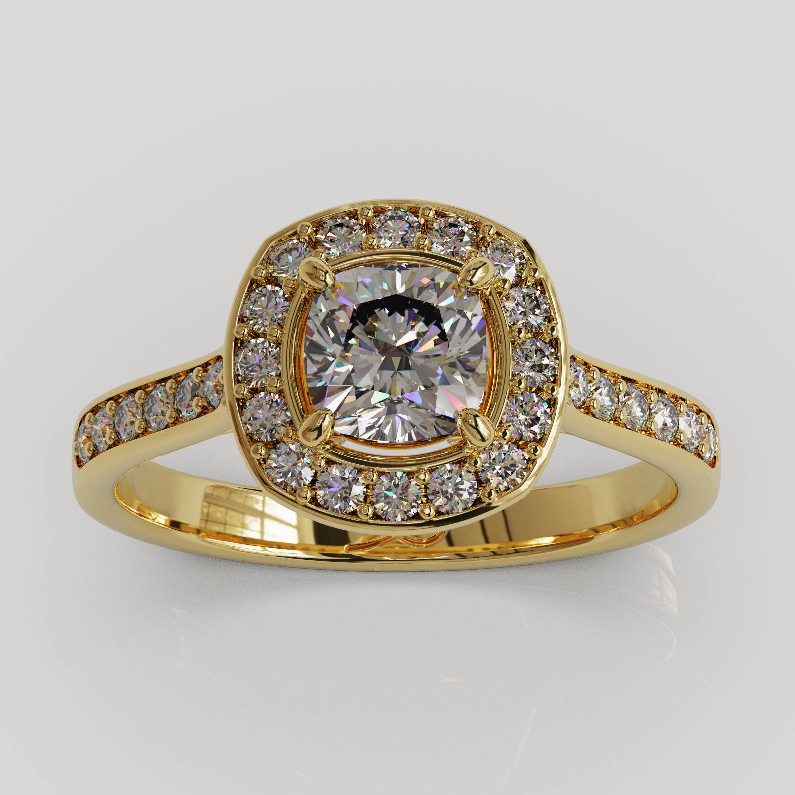 Anillo Halo Eterna oro amarillo 18K