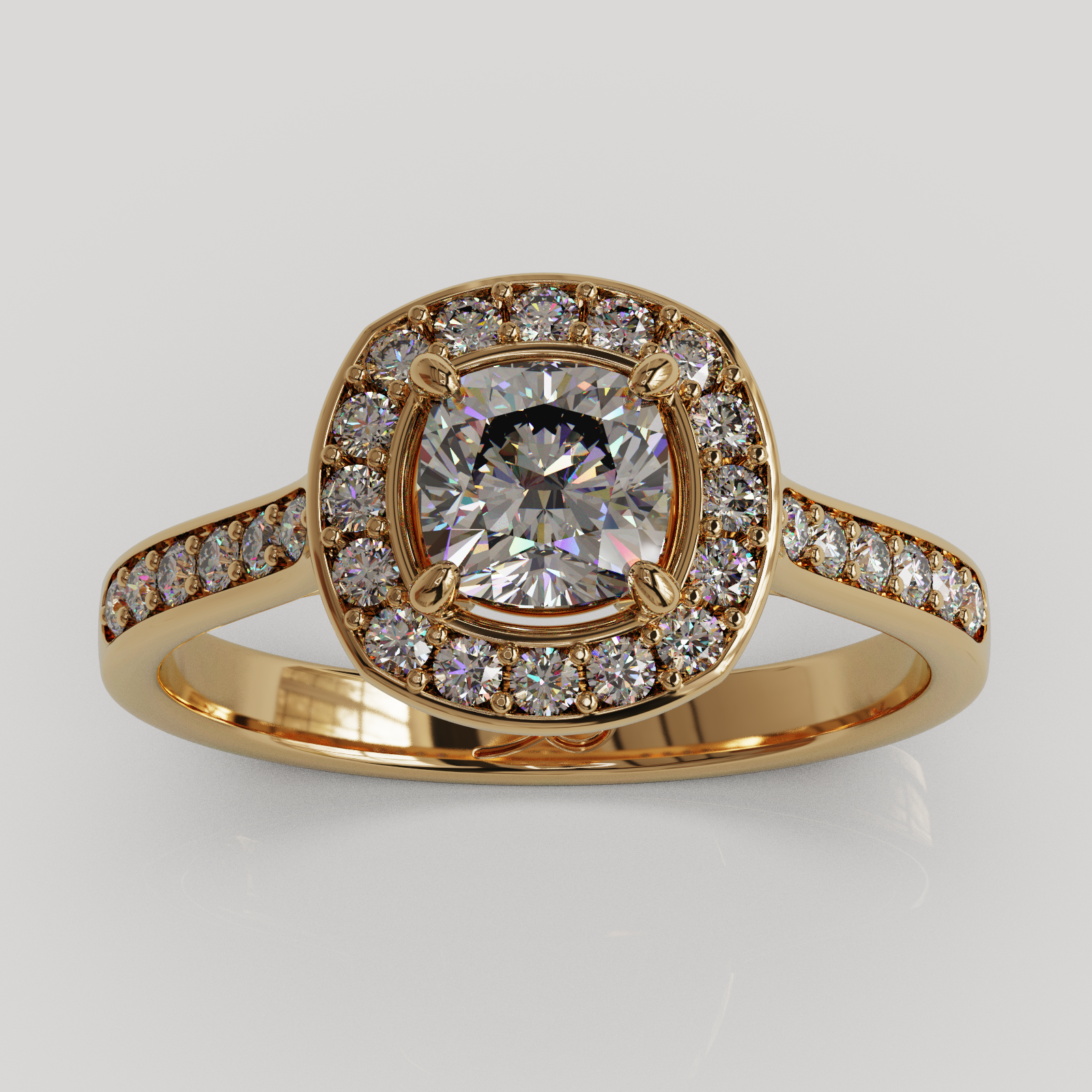 Anillo Halo Eterna oro rosado 18K