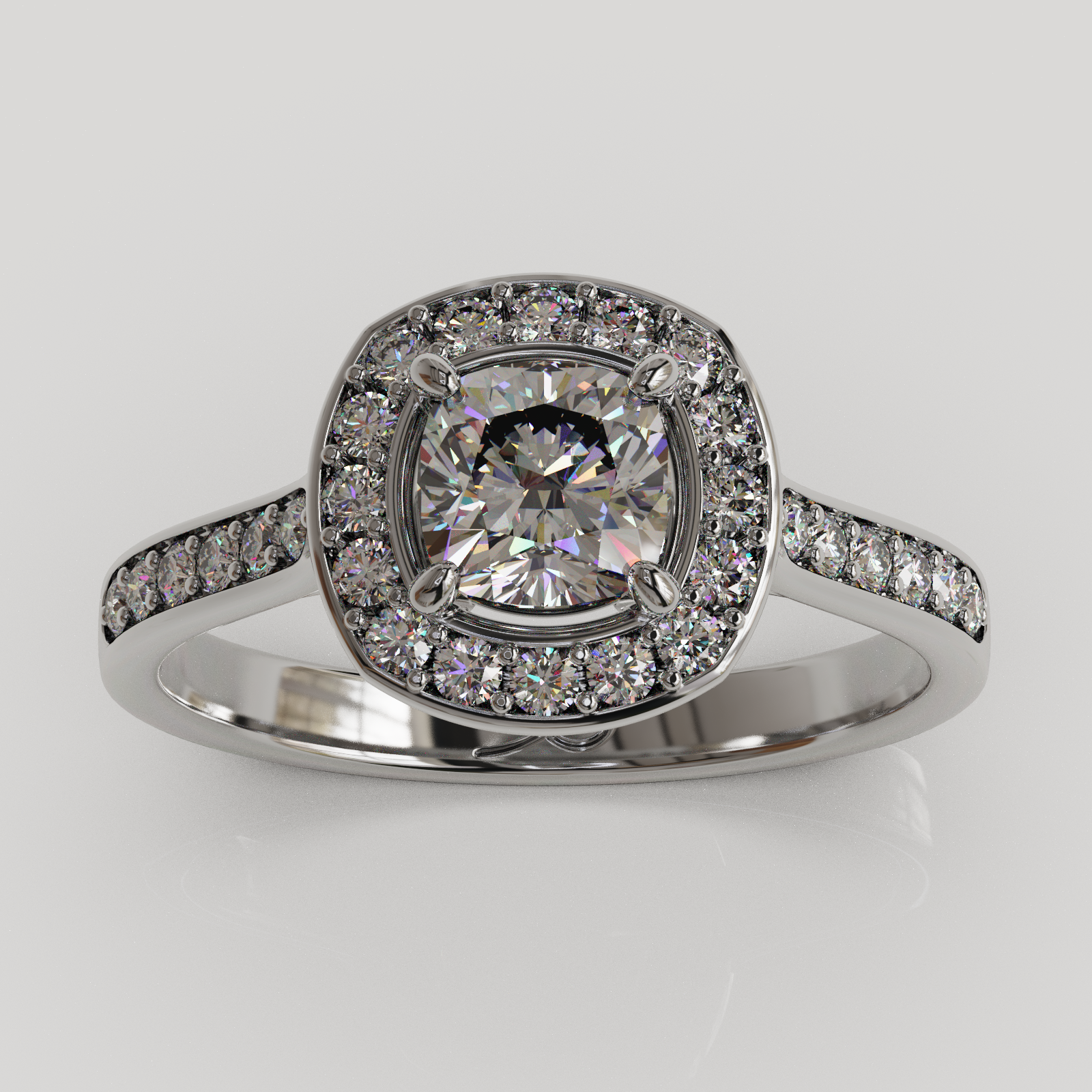 Anillo Halo Eterna oro blanco 18K