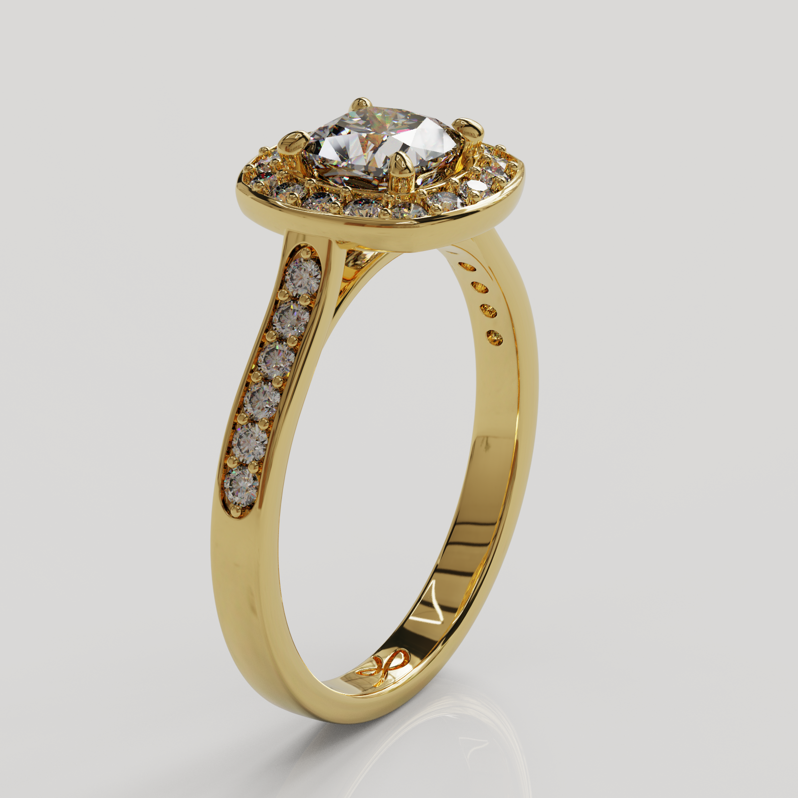Anillo Halo Eterna oro amarillo 18K