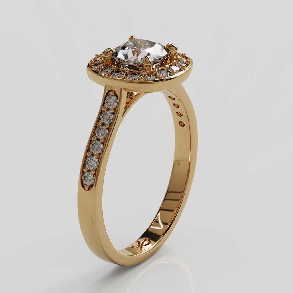 Anillo Halo Eterna oro rosado 18K