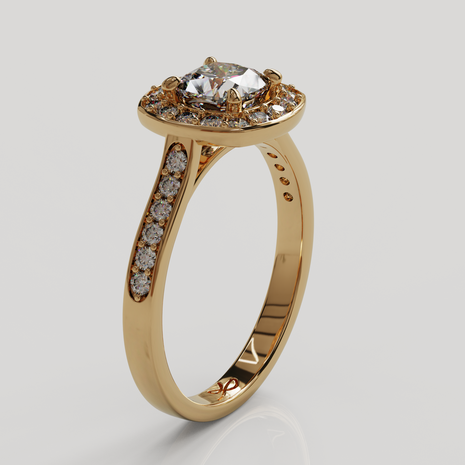 Anillo Halo Eterna oro rosado 18K
