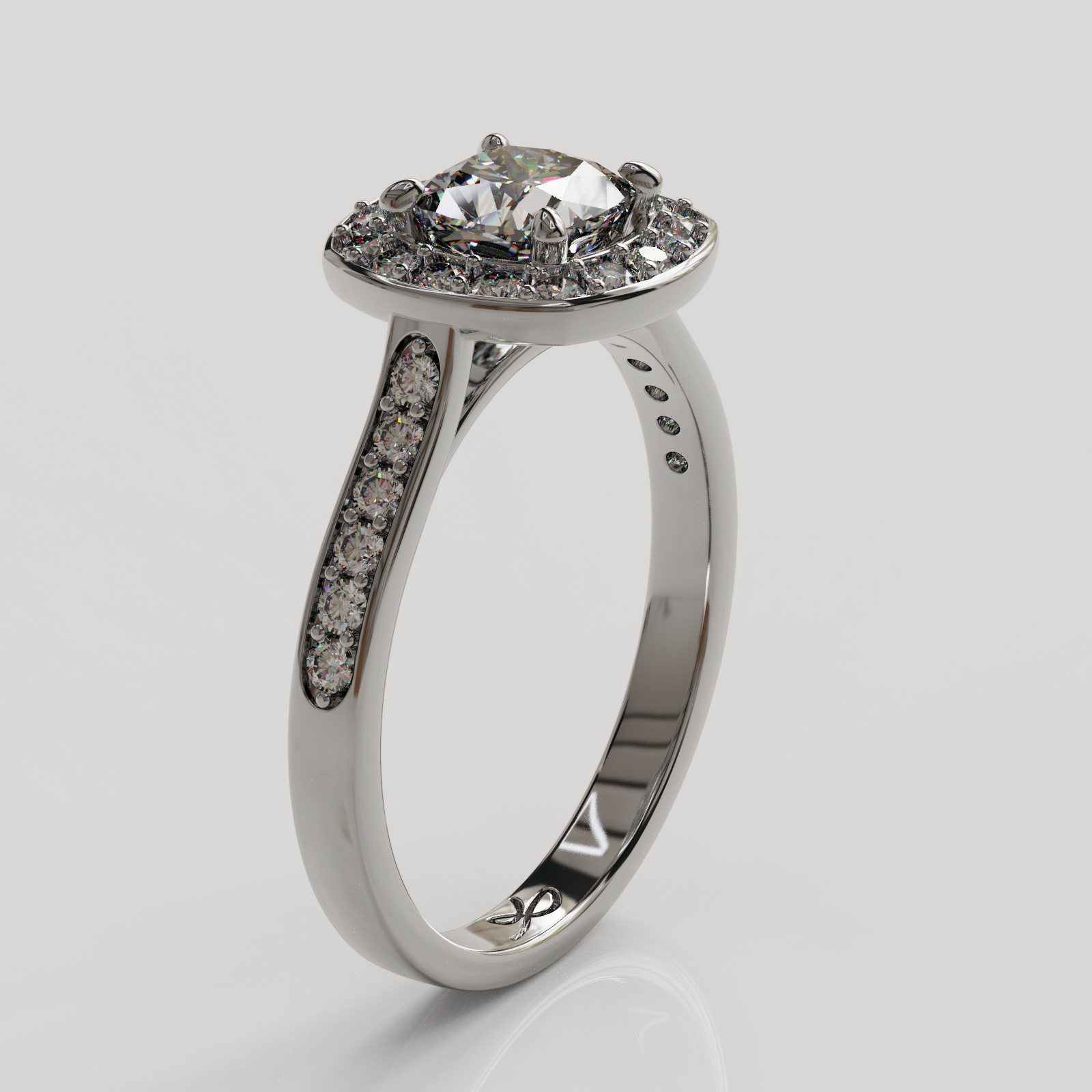 Anillo Halo Eterna oro blanco 18K