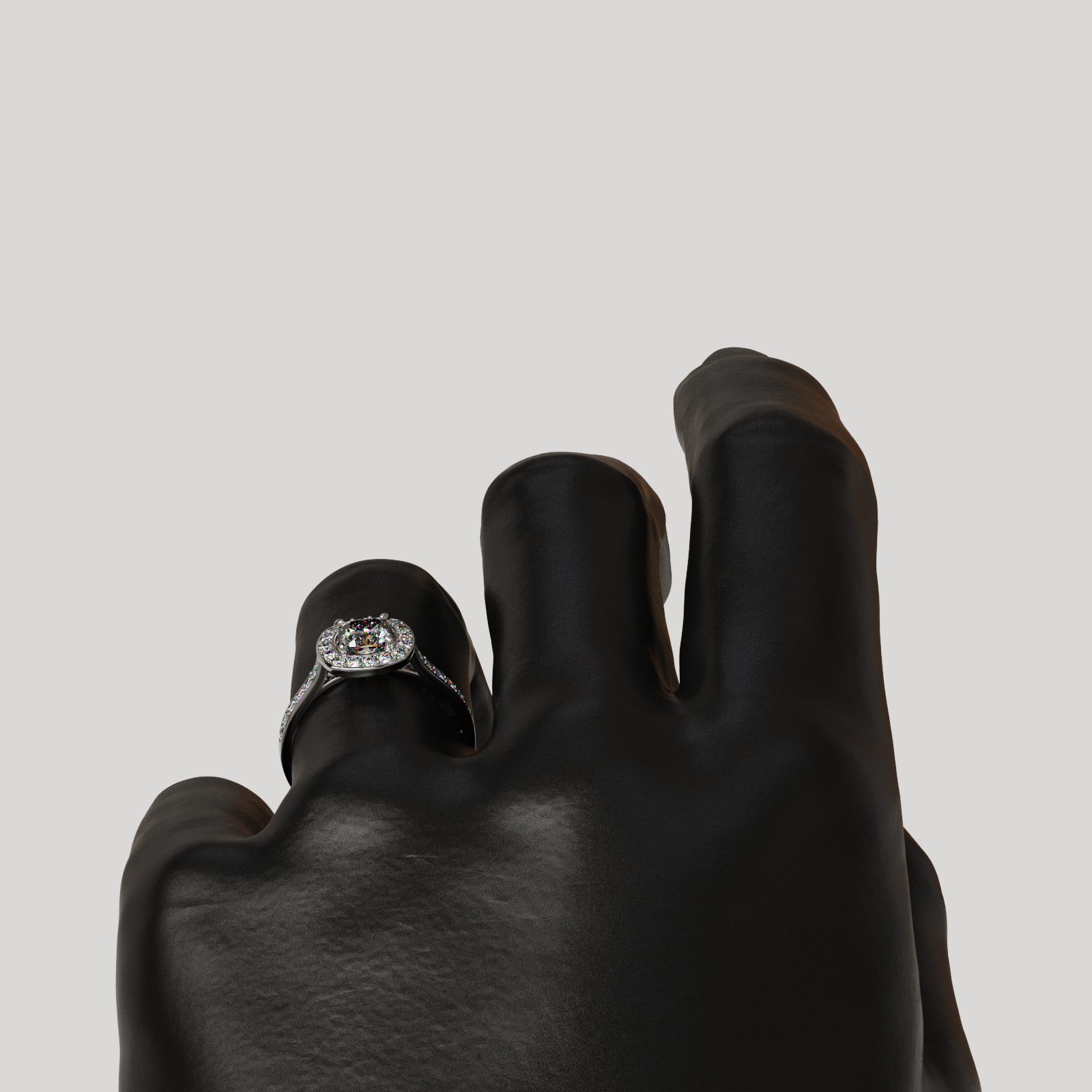 Anillo Halo Eterna oro blanco 18K