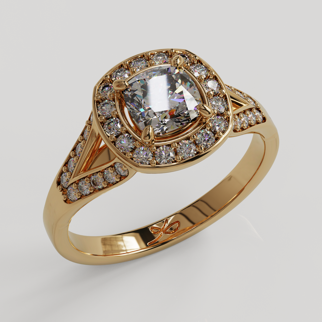 Anillo Halo Royal oro rosado 18K