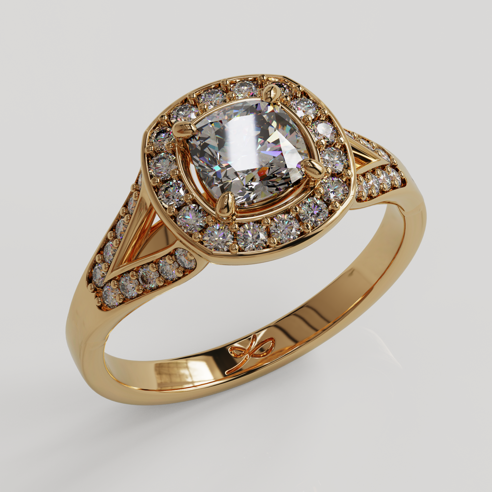 Anillo Halo Royal oro rosado 18K