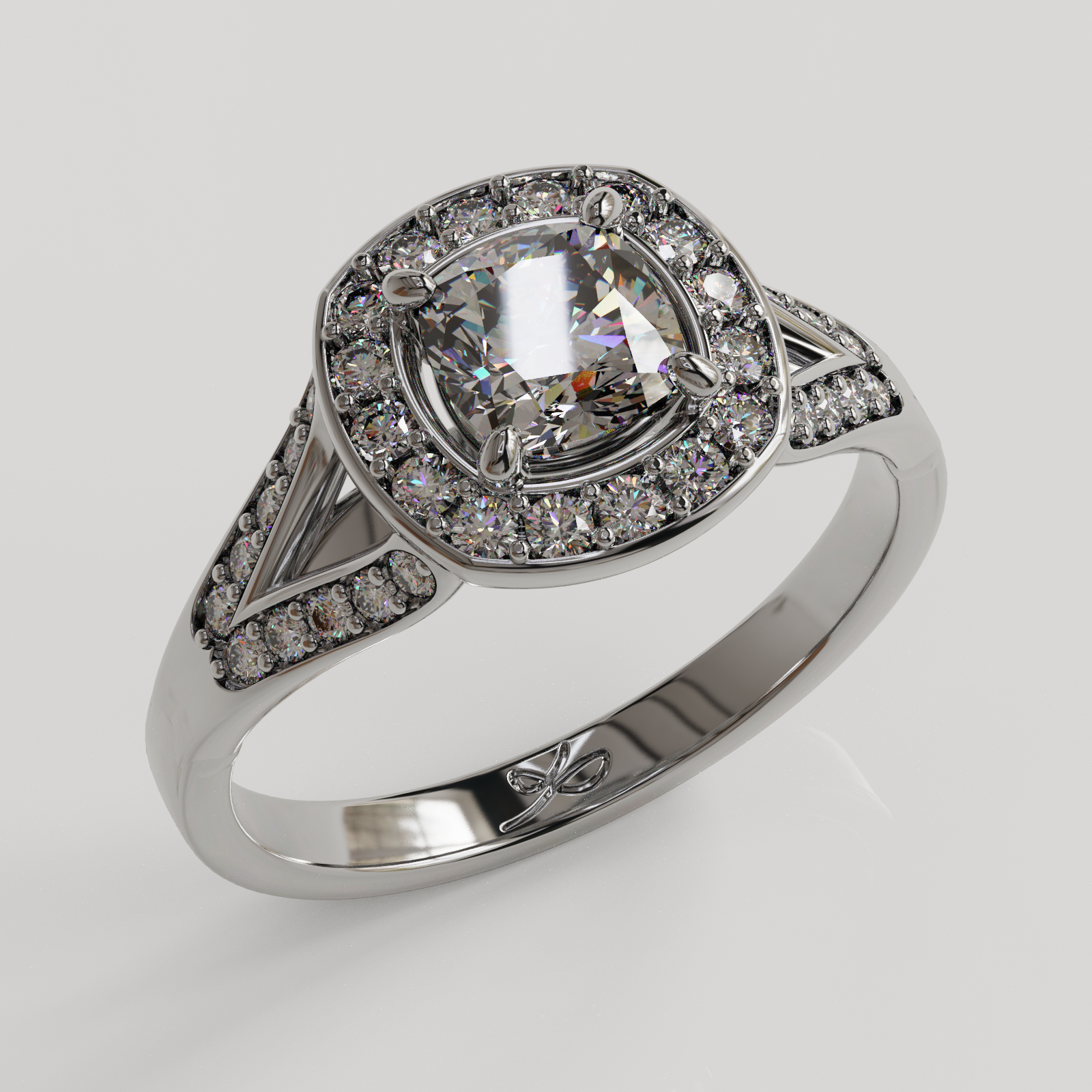 Anillo Halo Royal oro blanco 18K