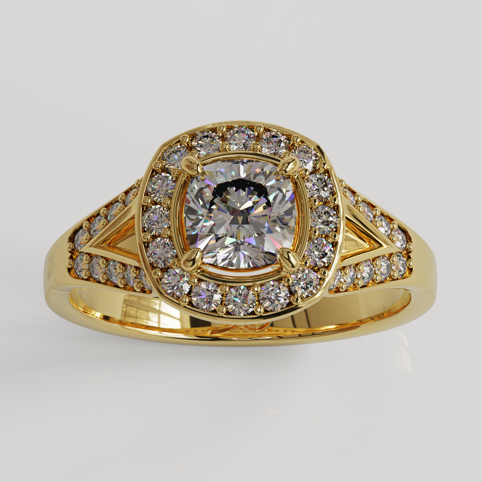 Anillo Halo Royal oro amarillo 18K