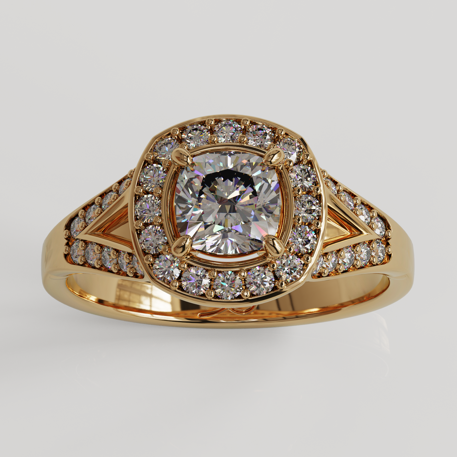 Anillo Halo Royal oro rosado 18K