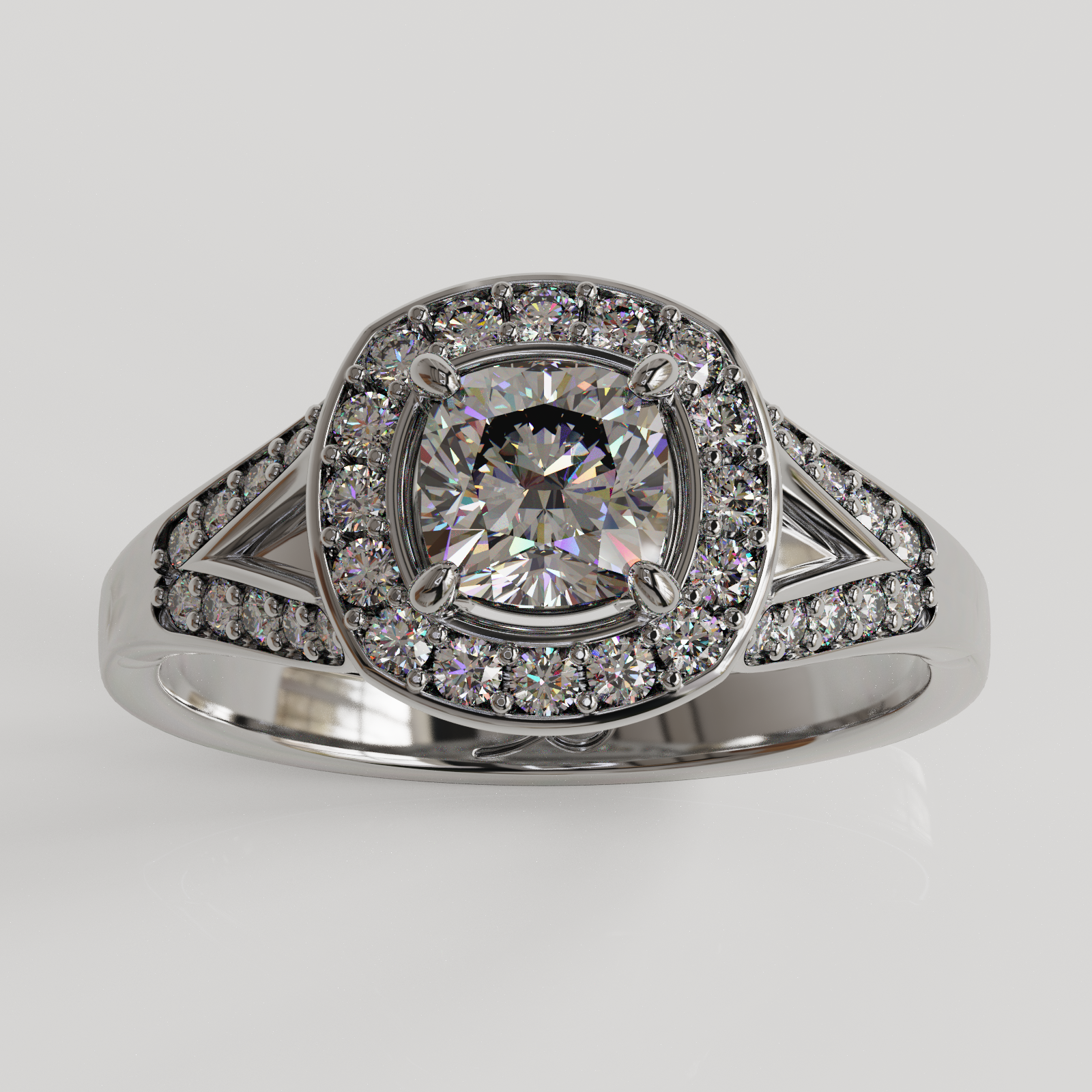 Anillo Halo Royal oro blanco 18K