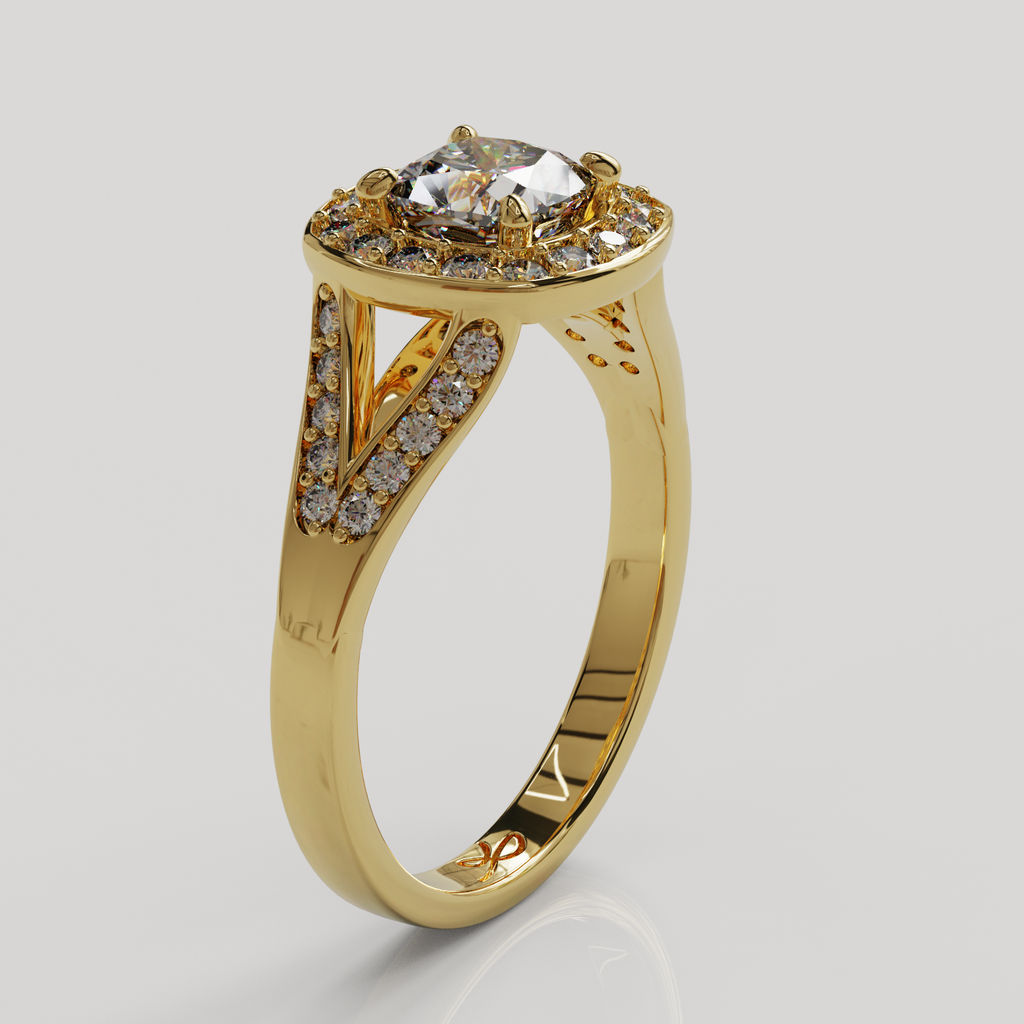 Anillo Halo Royal oro amarillo 18K