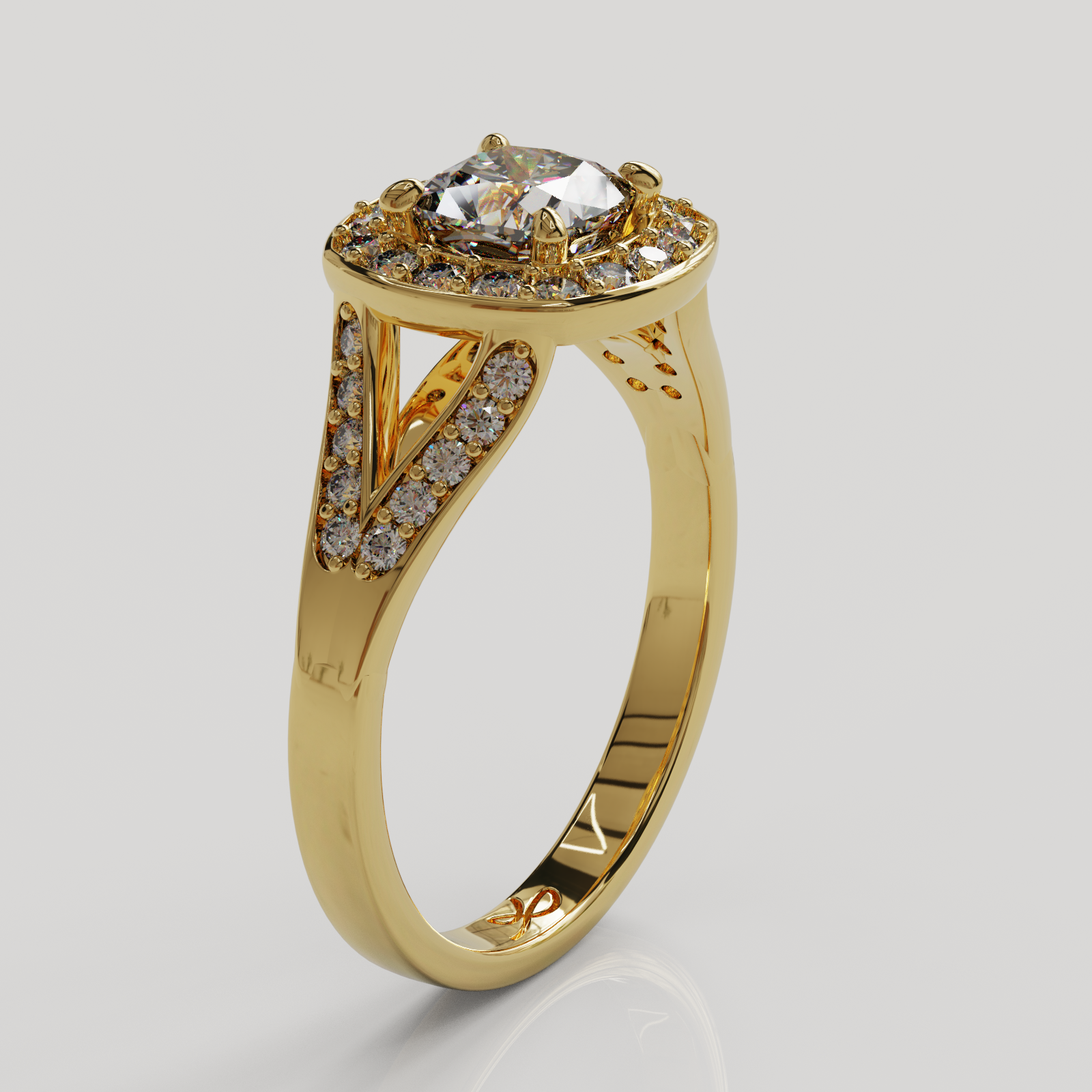 Anillo Halo Royal oro amarillo 18K
