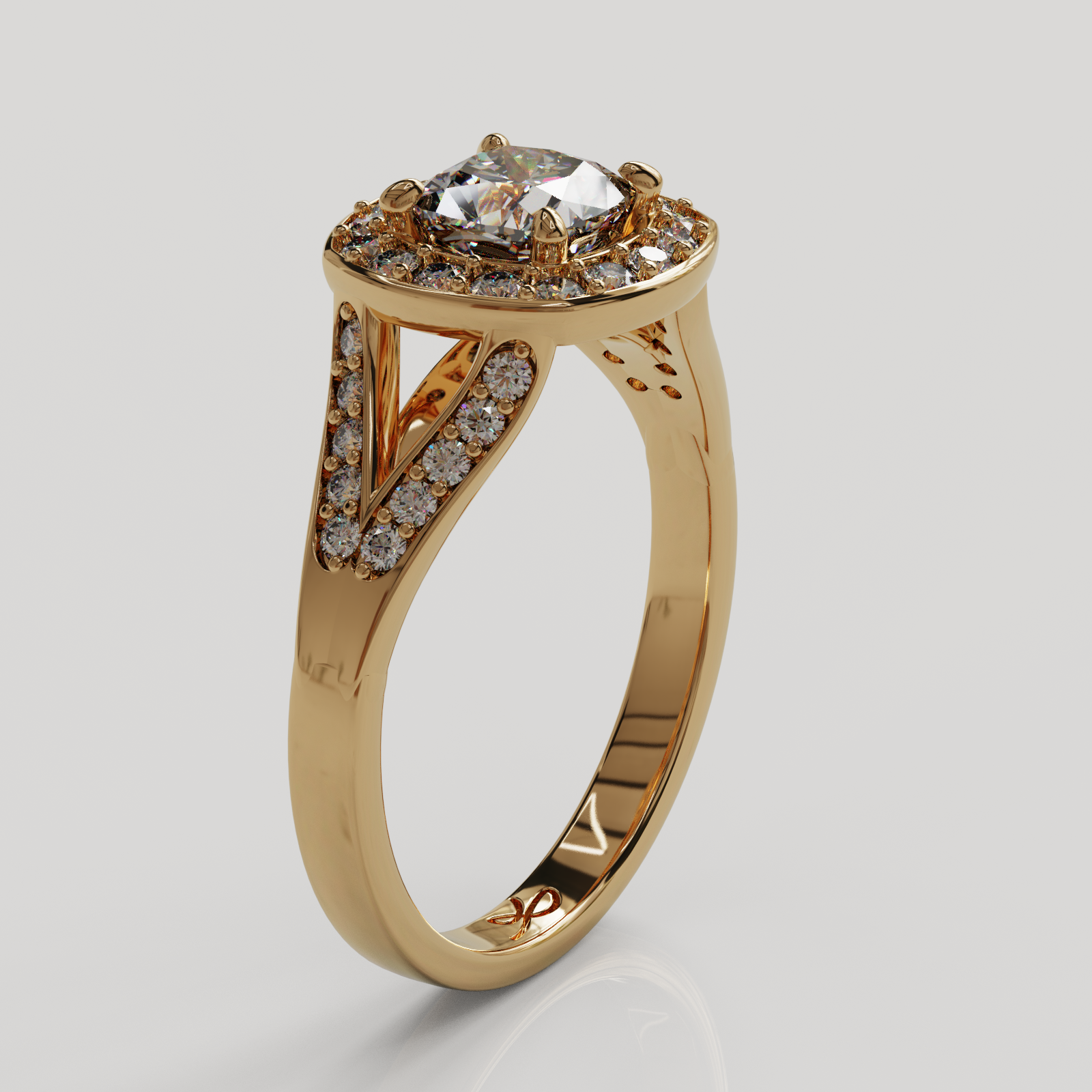 Anillo Halo Royal oro rosado 18K