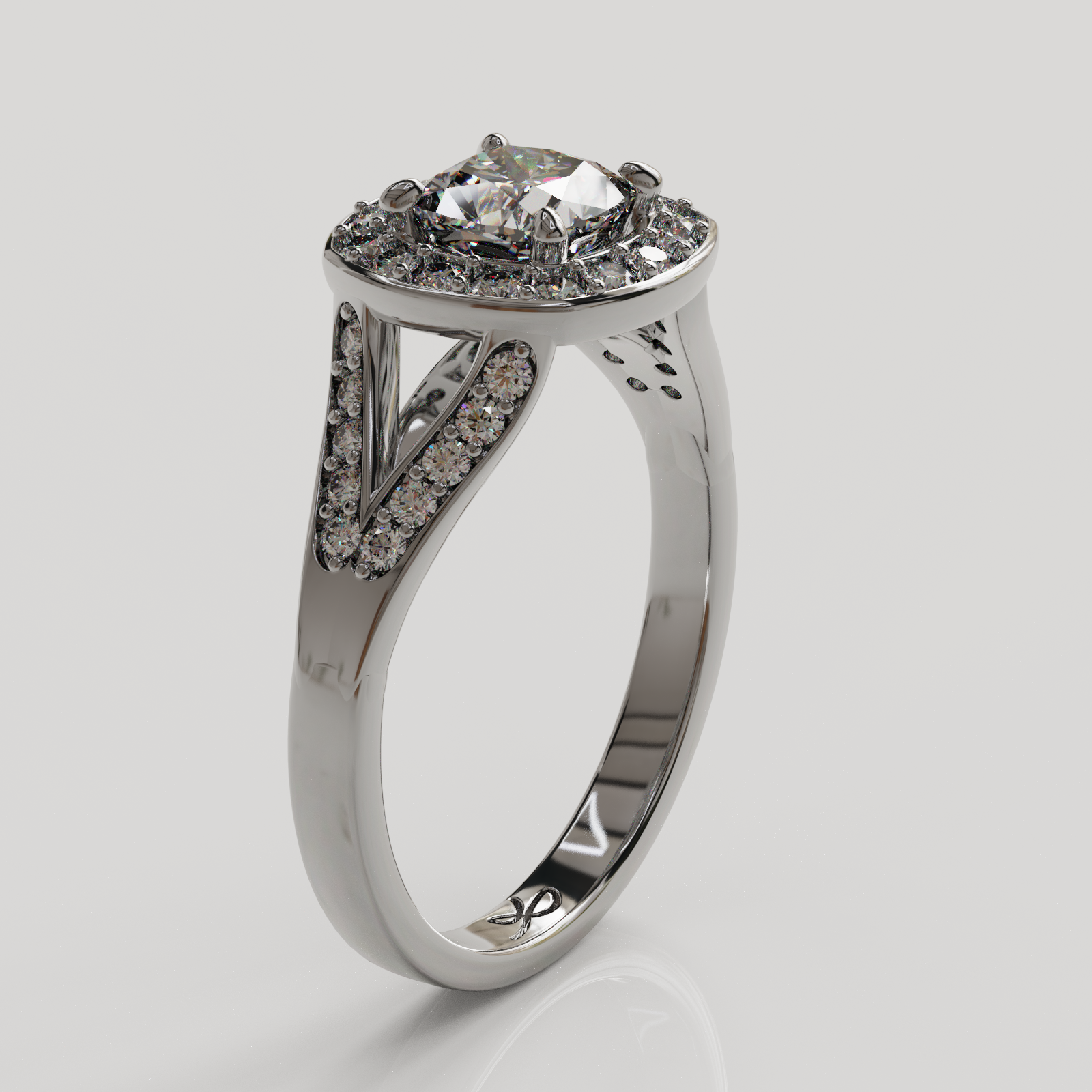 Anillo Halo Royal oro blanco 18K