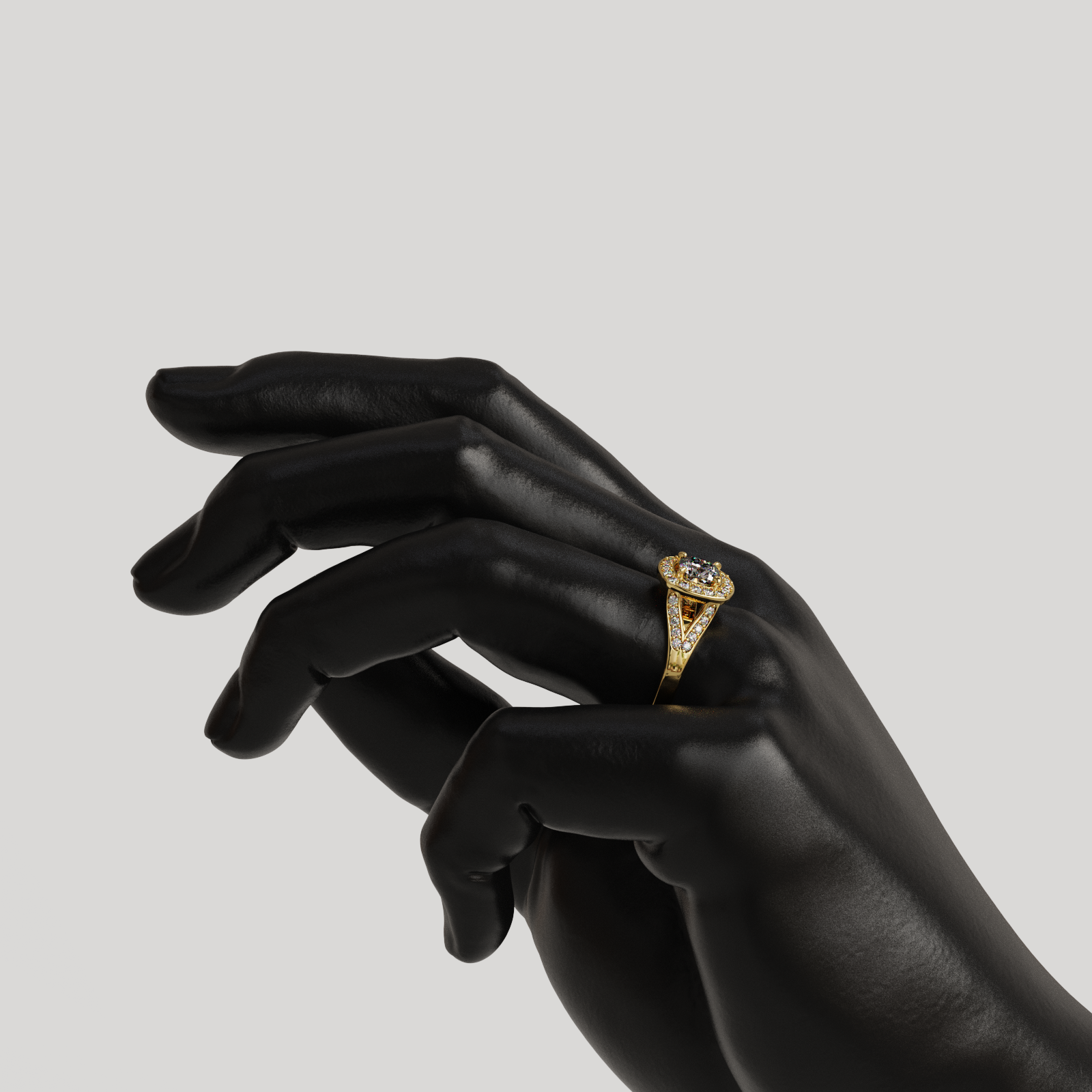 Anillo Halo Royal oro amarillo 18K