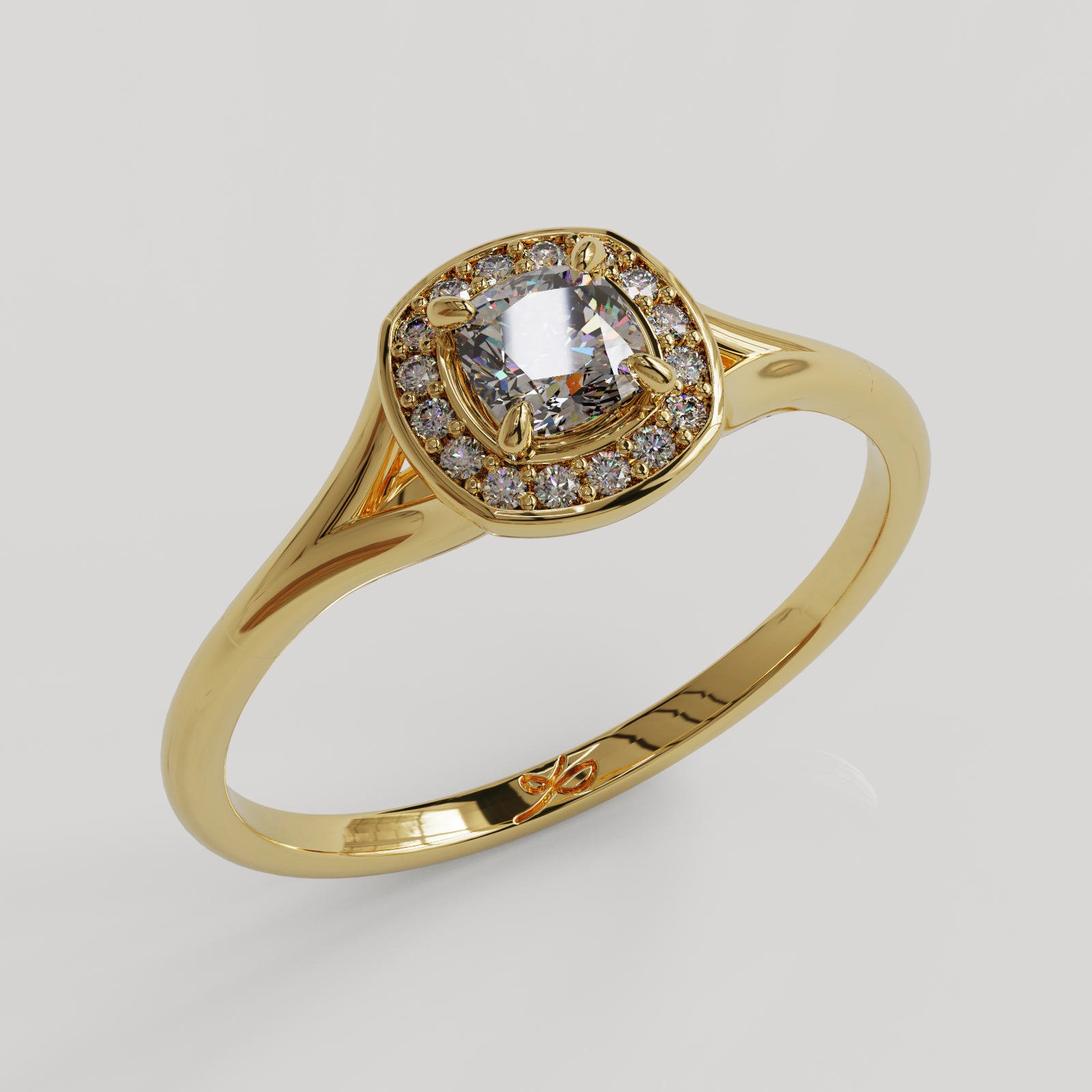 Anillo Halo Majestic oro amarillo 18K