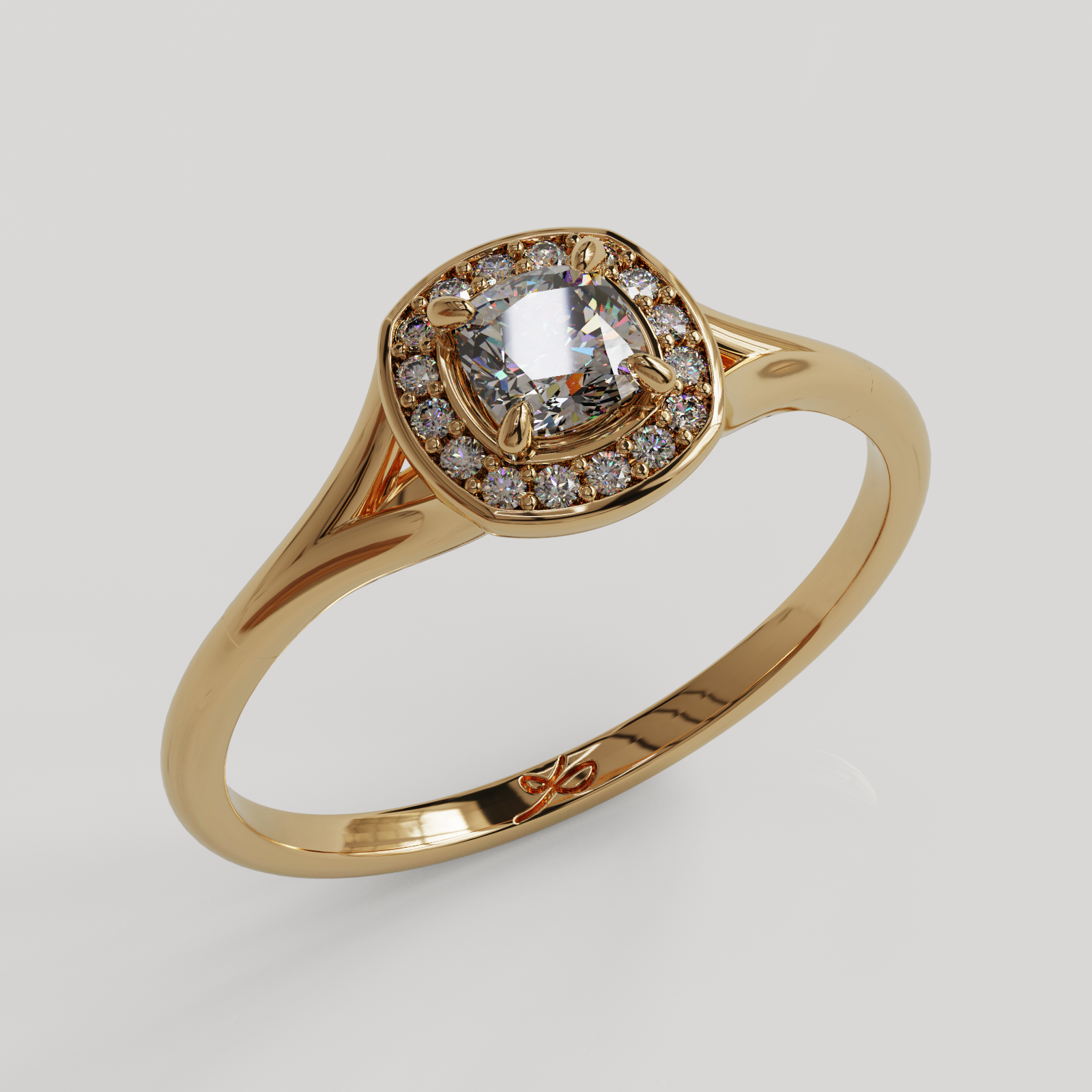 Anillo Halo Majestic oro rosado 18K