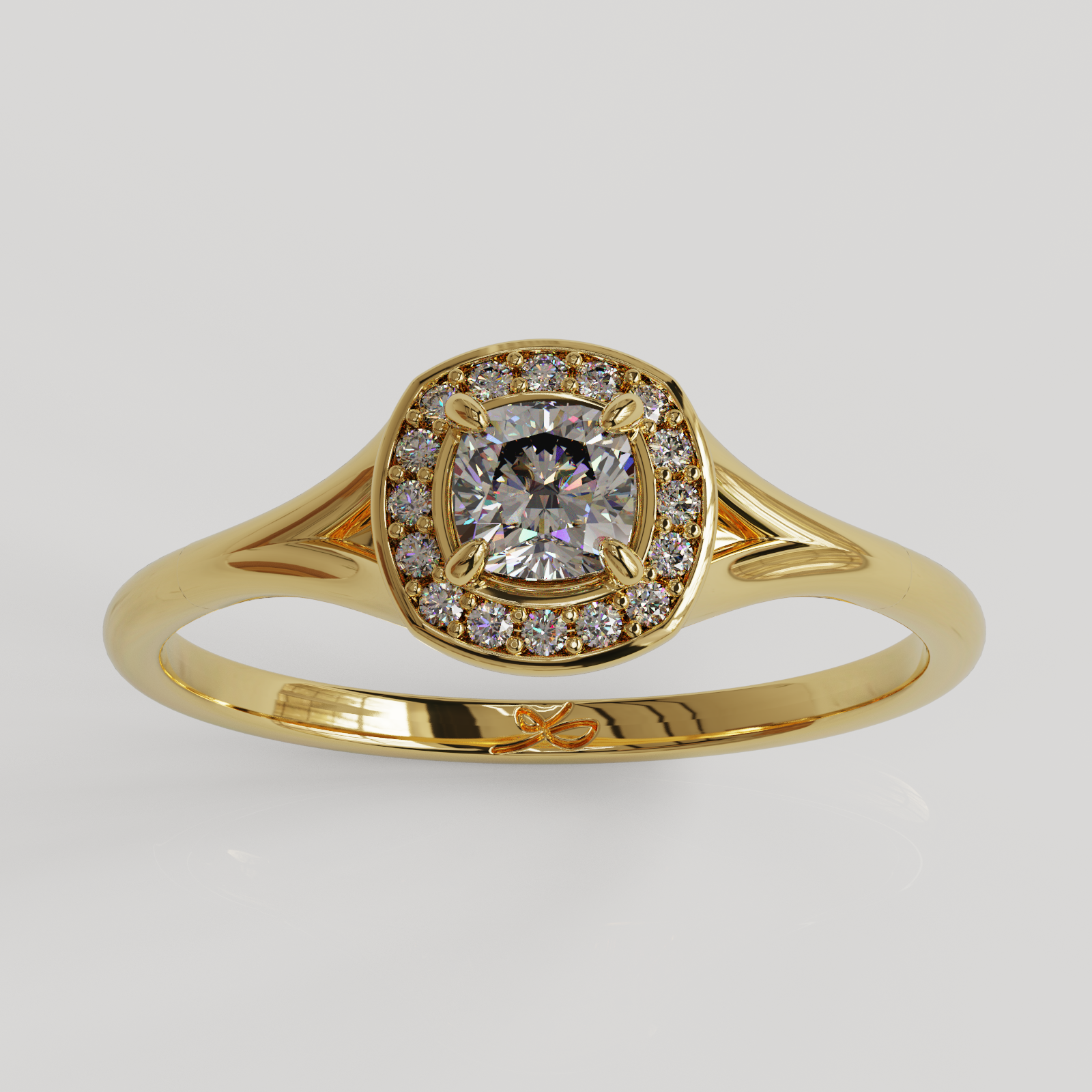 Anillo Halo Majestic oro amarillo 18K