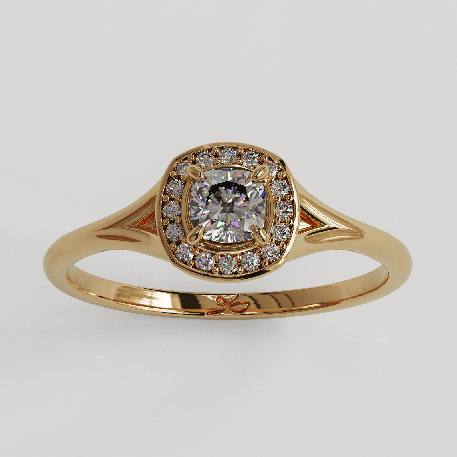 Anillo Halo Majestic oro rosado 18K