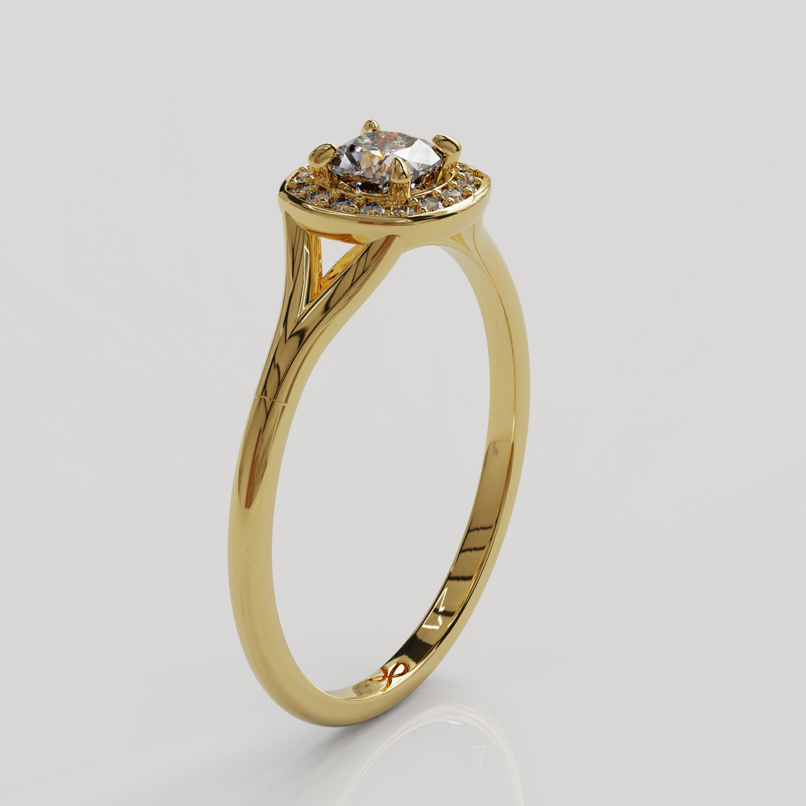 Anillo Halo Majestic oro amarillo 18K