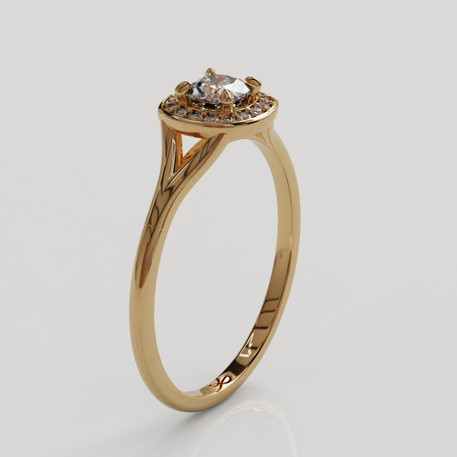 Anillo Halo Majestic oro rosado 18K